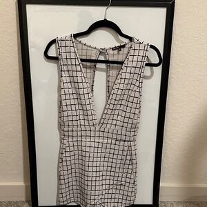 Chic Black and White Grid Pattern Romper